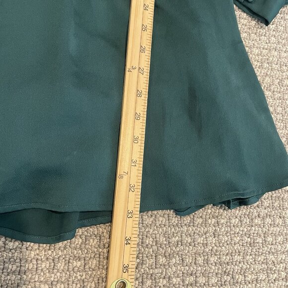 Express Dress Womens Small Emerald Green Vneck Long Sleeve Knee Holiday Casual - Picture 6 of 8